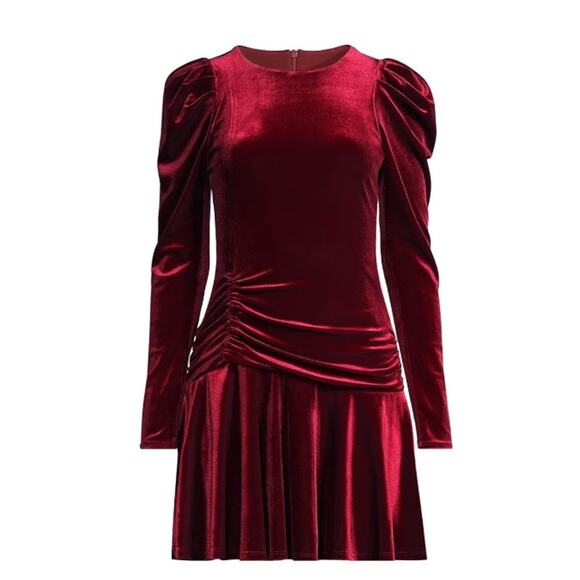 Black Halo NWT Arlo Dark Red Berry Velvet Draped Cocktail Mini Dress, Size 4 - Picture 3 of 12
